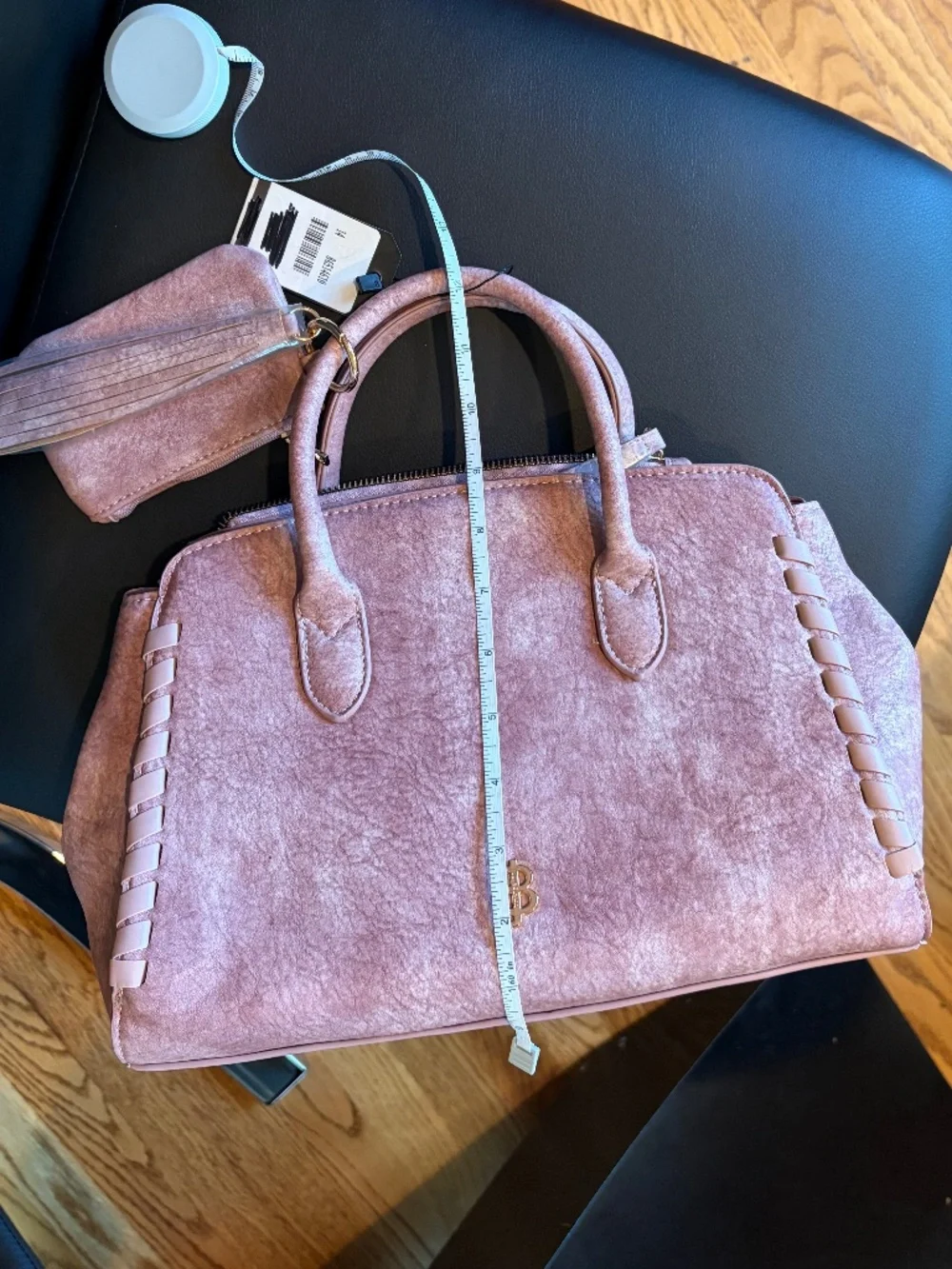 Julia Buxton Ludlow Whipstitch Satchel Bag Mauve